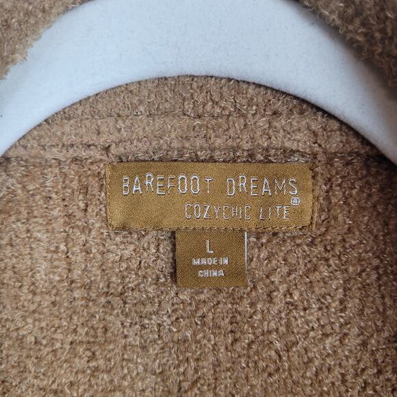 Barefoot Dreams Sweater Large Brown Cozychic Lite Half Zip Hi Low Pullover Honey - Picture 5 of 9